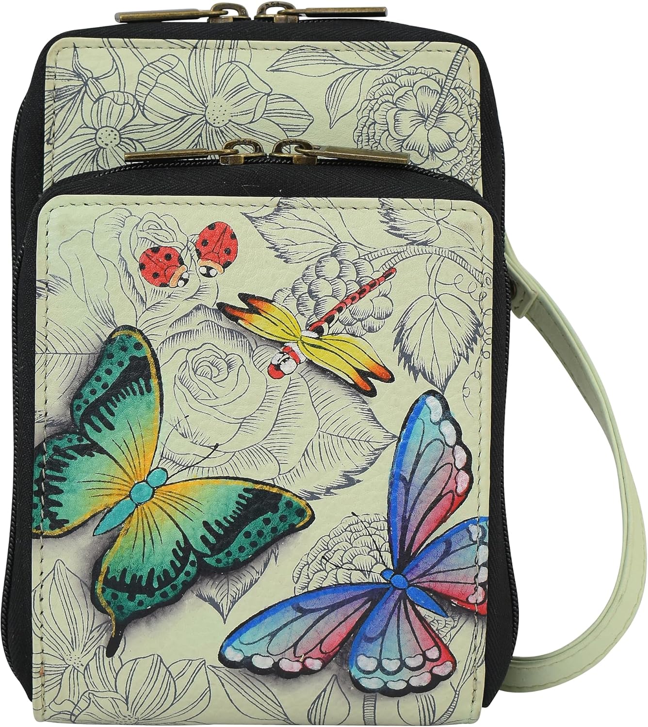 Anna by Anuschka womens Women's Original Hand-painted Genuine Leather Small Organizer Crossbody