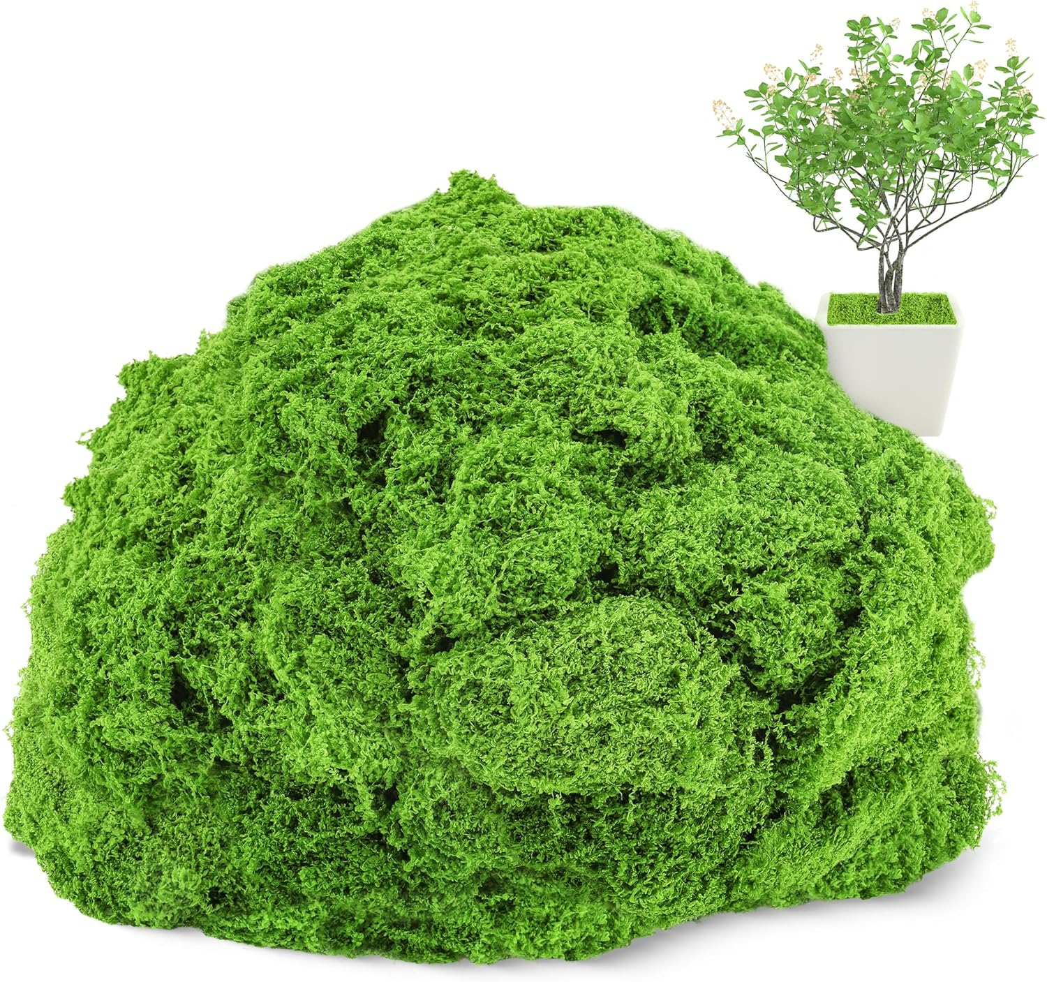 Fake Green Moss for Potted Plants, Anglecai 7OZ Artificial Moss for Crafts Decorative Faux Moss for Fairy Garden Preserved Moss for DIY Wedding Party Table Centerpieces Decor