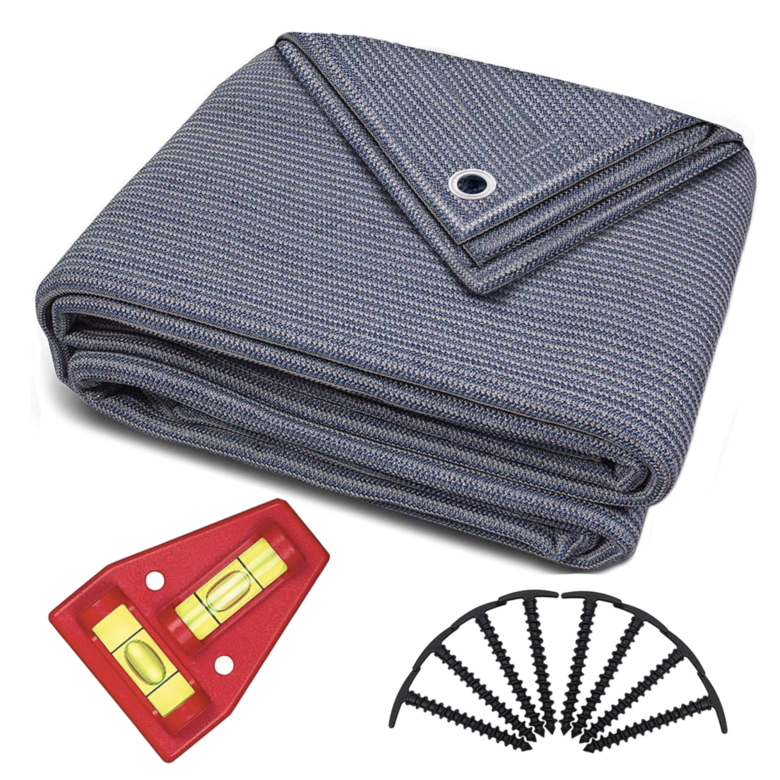 Tappeto Da Campeggio 250X600Cm - Blu/Grigio - Altamente Robusto E Lavabile (Hdpe) + Inclusi: 8 Picchetti