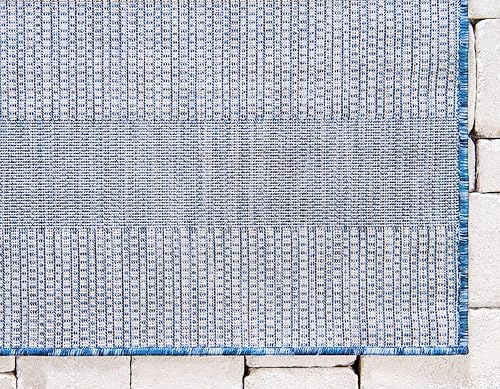 Miniatura 9 de Unique Loom Outdoor Striped Collection - Alfombra envejecida a rayas (2 x 6 pies 1 pulgada, alfombra de pasillo, azulgris)