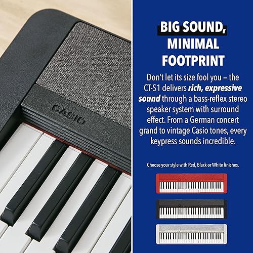 Miniatura 5 de Casio Casiotone CT-S1 – Teclado retro sensible al tacto de 61 teclas Diseño elegante y portátil para principiantes a profesionales Piano de cola