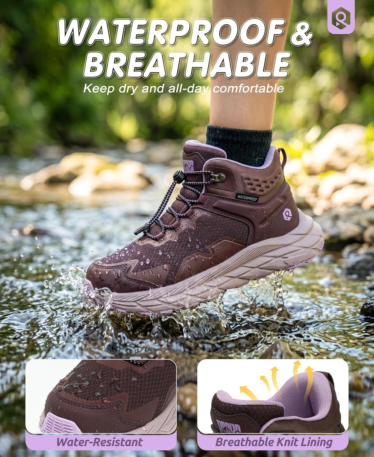 R CORD Kids Hiking Boots Waterproof Non-Slip for Boys Girls – Lightweight Anti-Blister Shoes Ankle Support for School Trail Camping (Little/Big Kid)