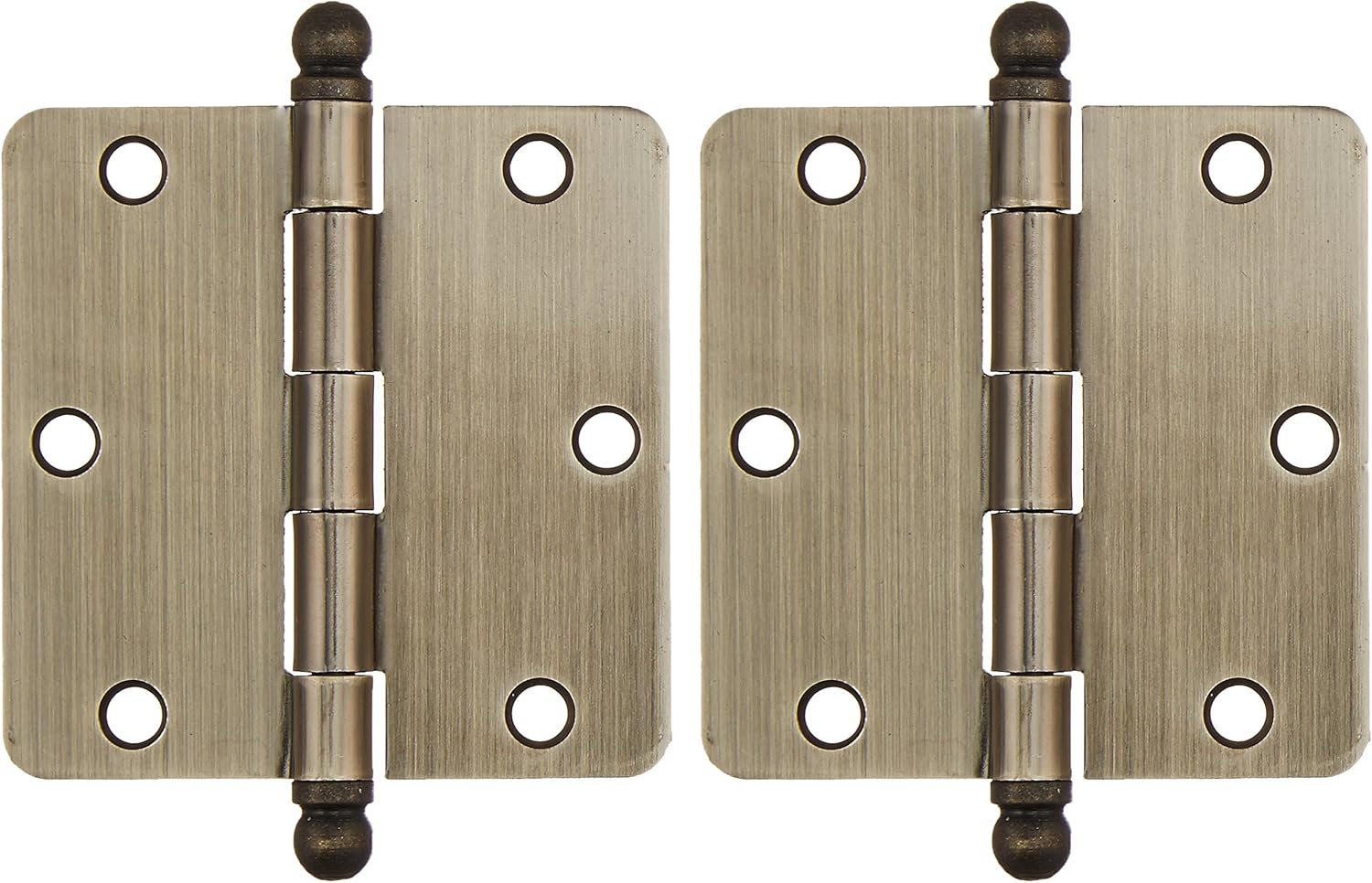 Deltana S35R45-BT Steel 3 1/2-Inch x 3 1/2-Inch x 1/4-Inch Radius Hinge with Ball Tips