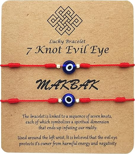 Evil Eye 7 Knot Lucky Bracelets for Women Men Adjustable Lucky Amulet Black Red String Bracelet for Protection Family Friends B0B9JRV6GP
