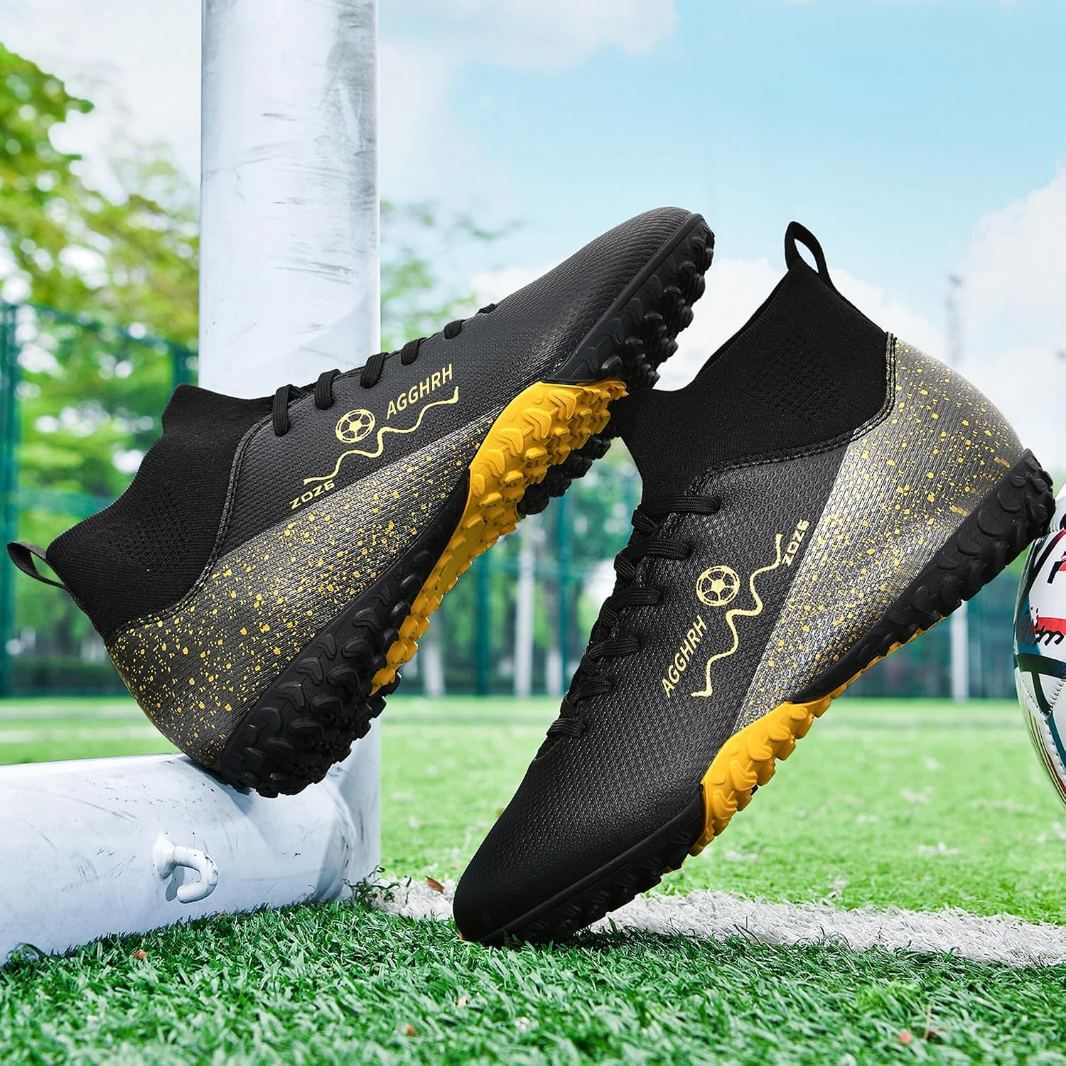 Men's Soccer Shoes Firm Ground High-top Football Cleats FG AG Professional Training Outdoor Lightweight Sneaker