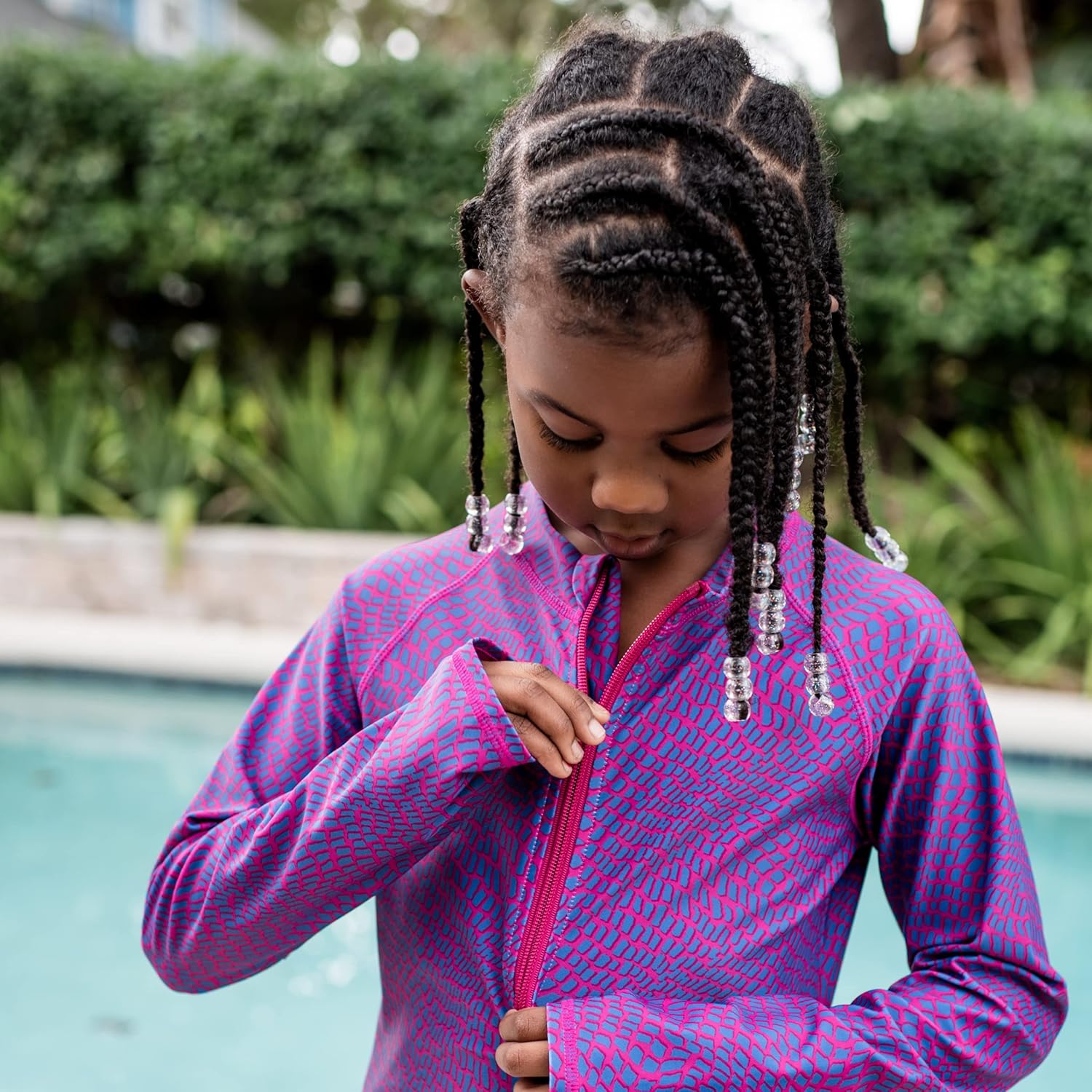 SwimZip Girls' Long Sleeve Swim Dress Cover Up Swimsuit - UPF 50+ Sun Protection