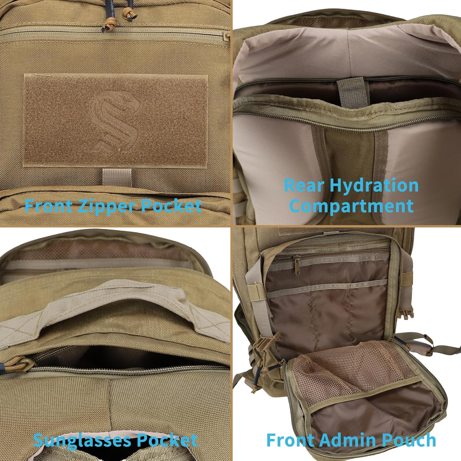 MGFLASHFORCE Molle Military Tactical Backpack for Men, 30L Daypack Army Rucksack Pack, Bug Out Bag, 15.6" Laptop Compartment (Coyote Brown) - Image 6