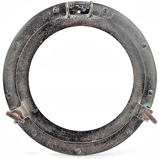 Rustic Dark Black Patina Porthole | Vintage Ship Decor Mirror | Pirate Gift | Black Chick Stylish Old Fashioned Wall & Door Fixtures Windows (Window (Transparent), 12 Inches)