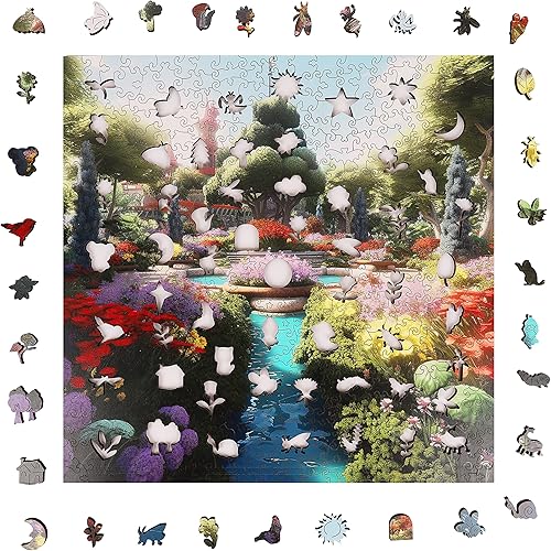 Miniatura 2 de Rompecabezas de madera de jardín de 200 piezas de madera prémium para adultos, tamaño mediano, rompecabezas de forma única, regalo para adultos y