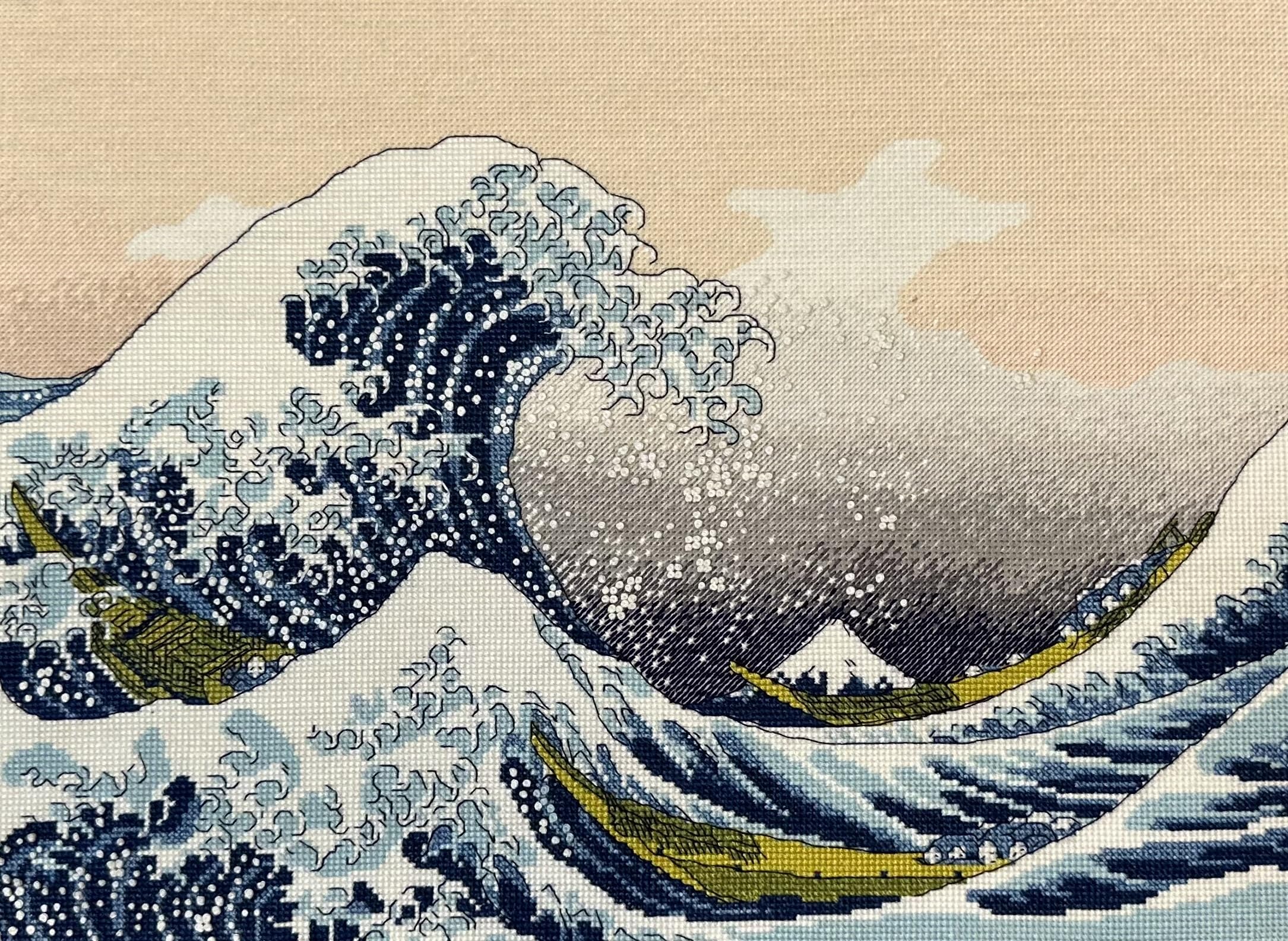 RIOLIS La grande onda di Kanagawa da un'opera d'arte di K. Hokusai 2186, Punto croce 40x30cm, Punto croce kit da ricamare, Disegni da ricamare, Embroidery kit, Set punto croce, Kit ricamo punto croce
