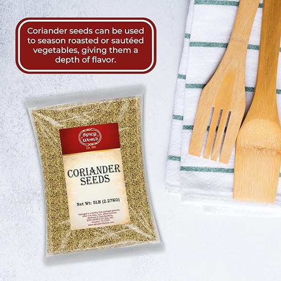 Spicy World Coriander Seeds 5 Pounds Bulk - Pure Indian Spice