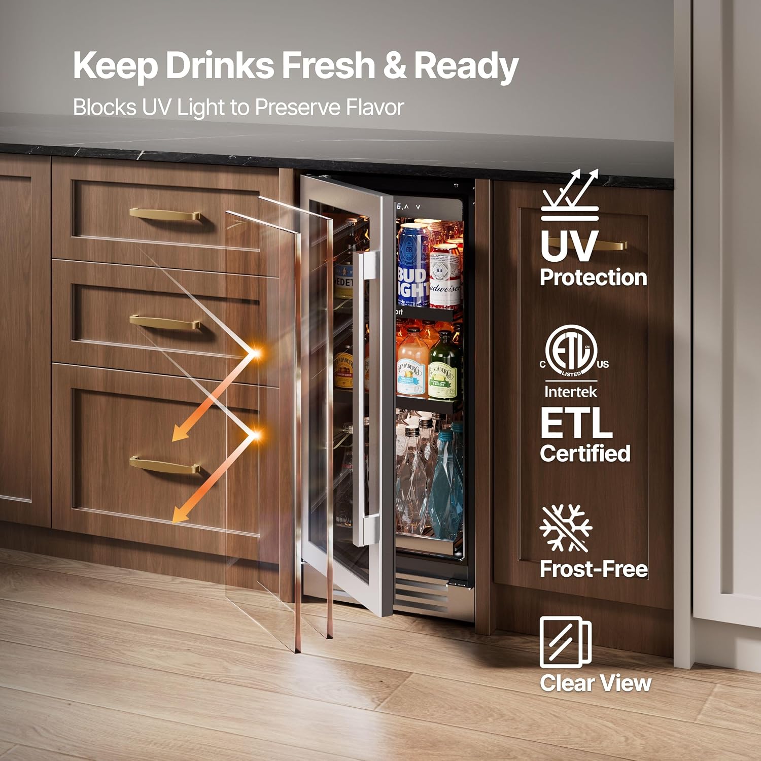 15 Inch Beverage Refrigerator - 100 Cans Beverage Cooler thumbnail