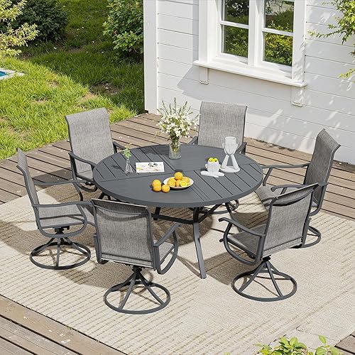 Miniatura 12 de VICLLAX Muebles pequeños de exterior de 3 piezas, 2 sillas giratorias de patio y mesa redonda pequeña para 2, sillas de carbón oscuro y negro Carbón