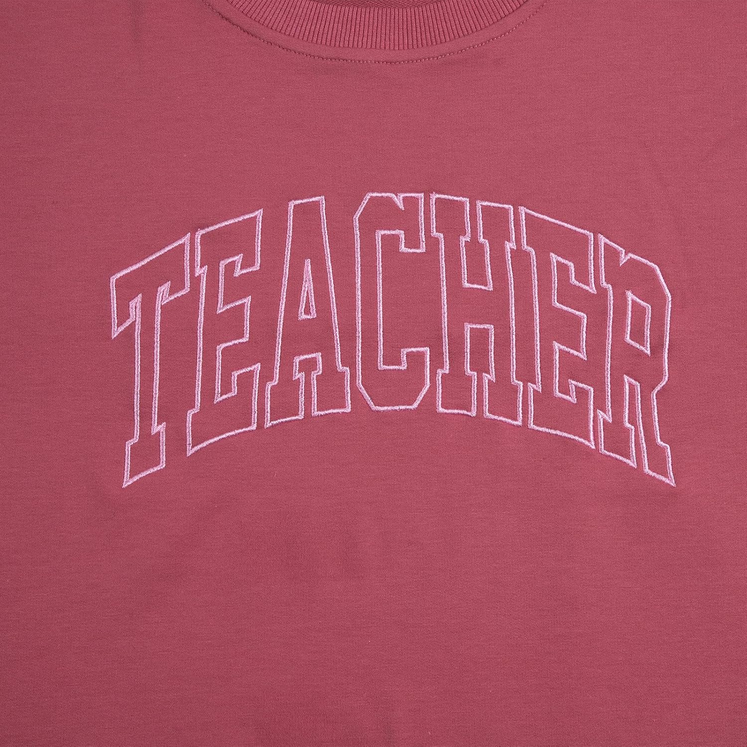 BANGELY Teacher Sweatshirt Women Oversized Retro Teach Crewneck Shirt Embroidery Teacher Life Pullover Long Sleeve Tops - Image 7