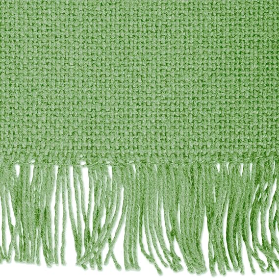 DII Everyday Collection, Fringed Solid Tabletop, Table Runner, 14x72, Green