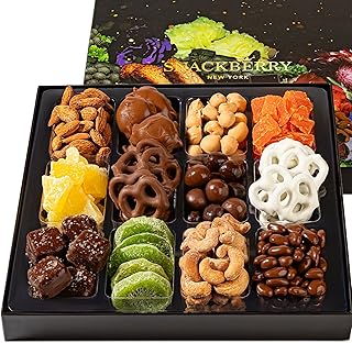 Premium Chocolate & Dried Fruit Gift Box – Gourmet Chocolate-Covered Treats & Dried Fruit Sampler – Great for Holidays, Birthdays, & Special Occasions