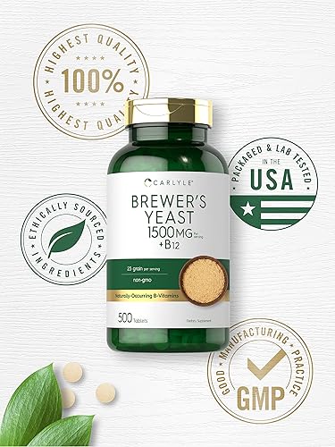 Miniatura 5 de Carlyle Brewers - Tabletas de levadura con vitamina B12 | 1500 mg | 500 unidades | Suplemento vegetariano y sin OMG