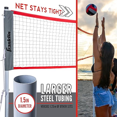 Miniatura 16 de Franklin Sports - Juego de red de voleibol para exteriores, red de voleibol portátil para playa + patio trasero con bastones, juegos completos