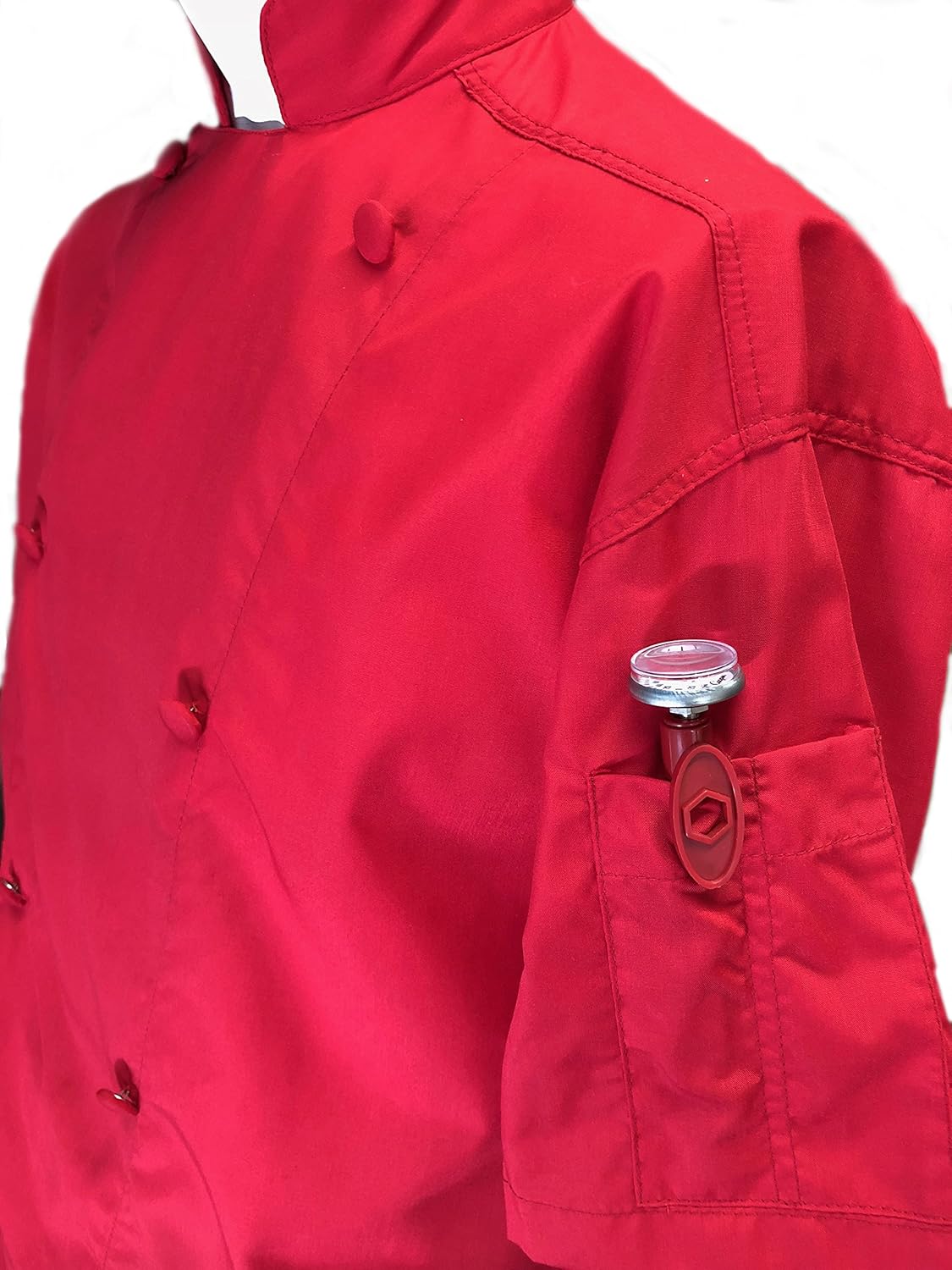 CHEFSKIN Tomato Red Lightweight Chef Jacket Coat Short Sleeve Comfortable Cool Beanie Hat Personalize (Available) (lot of 3 (Save $$$))