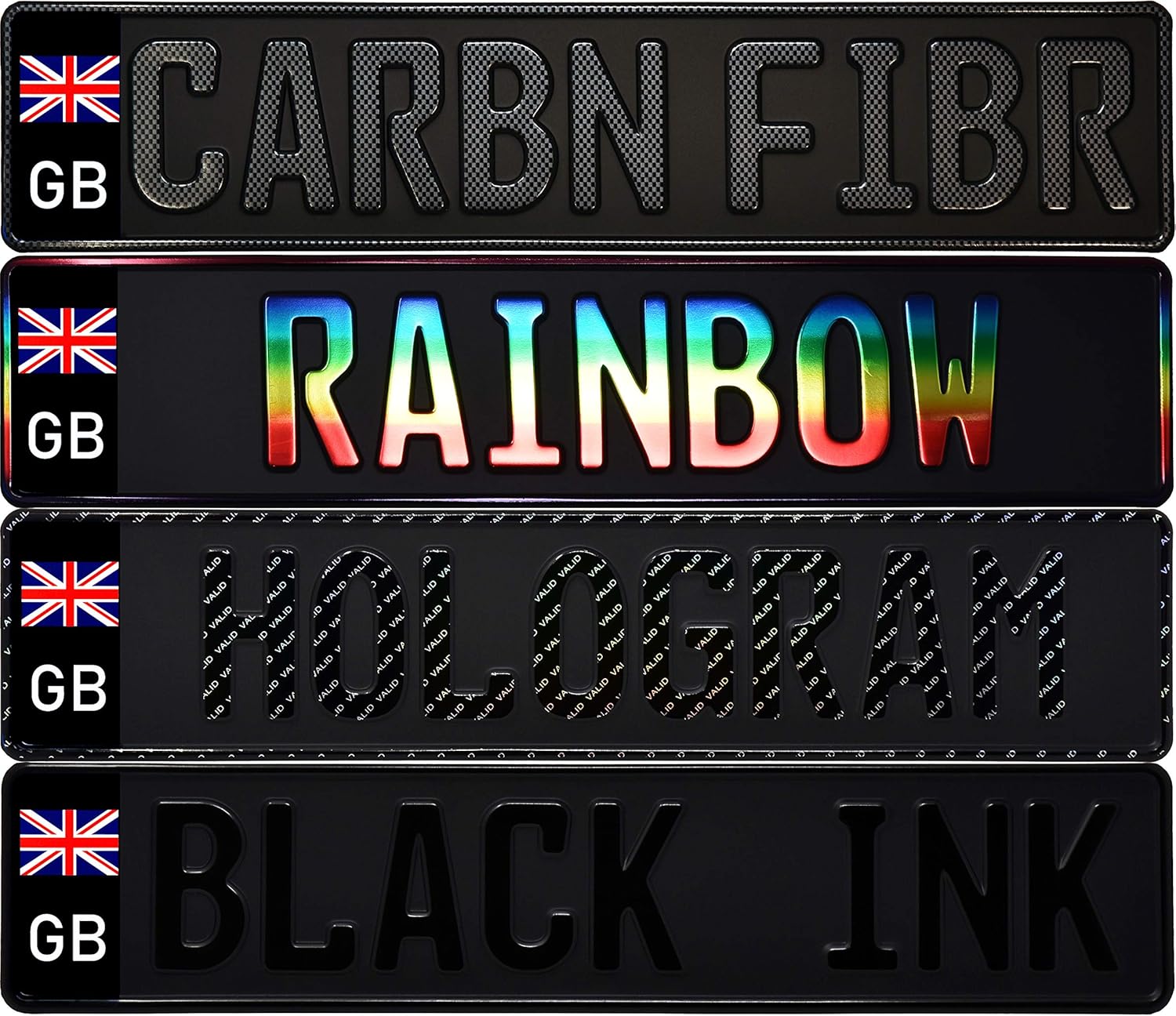 Great Britain Black Custom License Plate with Black Euro Band