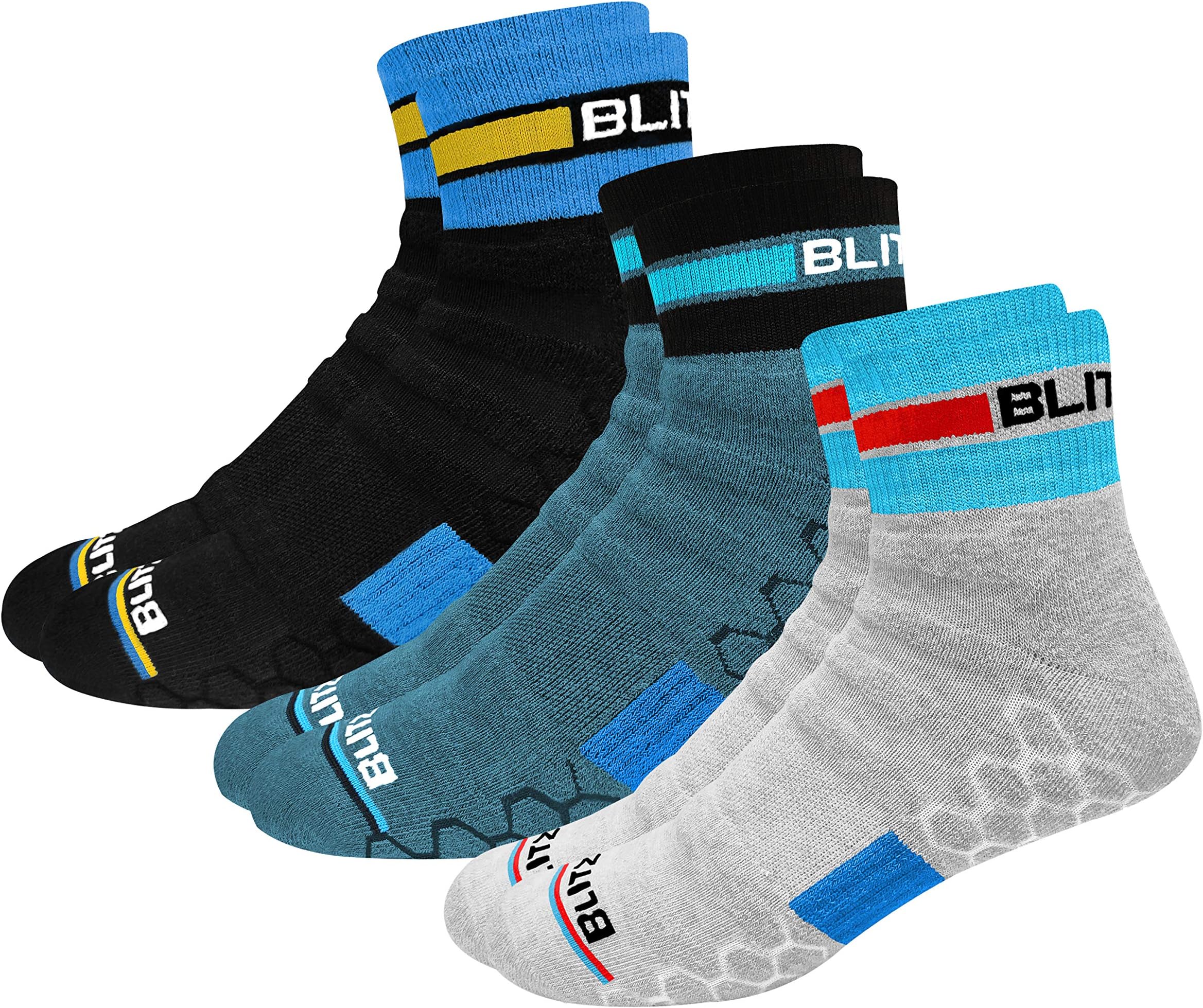 BLITZSOXHi-Tech Performance Athletic Socks (Badminton, Running, Gym & Indoor Training), Pack of 3