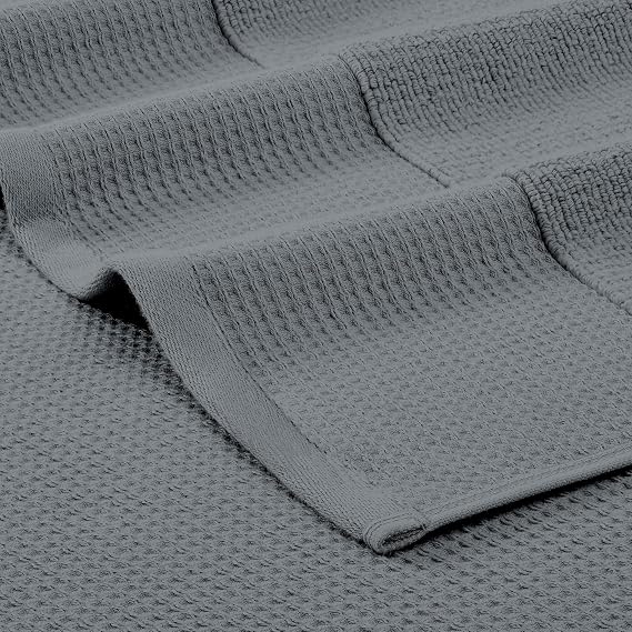 Modern Threads Waffle-Rib 6-Piece Towel Set Premium Cotton Bath Towels, Ultra-Absorbent & Soft, Elegant Waffle Texture for Bathroom & Spa, Carbon