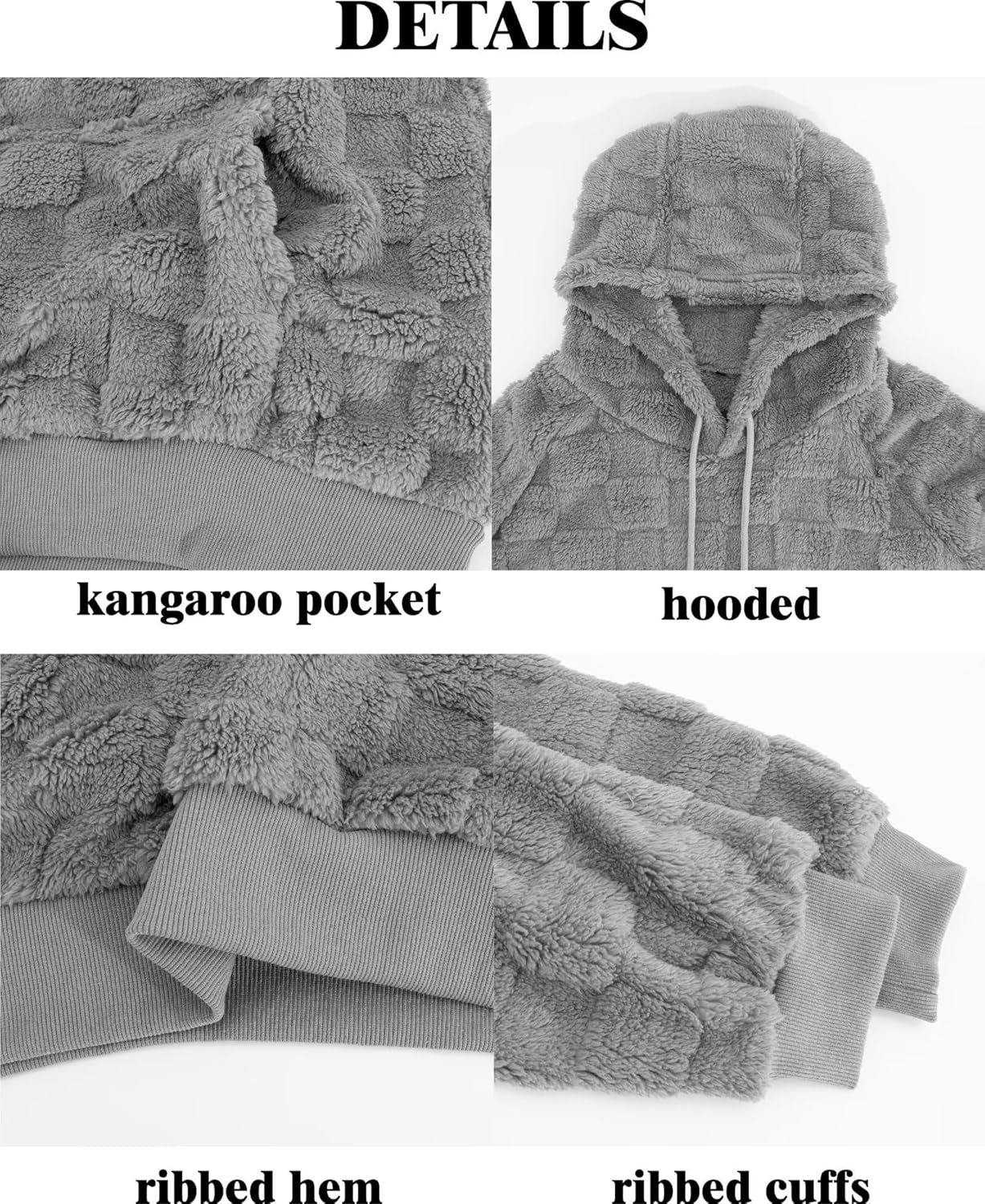 VahRuta Sherpa Hoodie Men Hooded Sweatshirt Winter Hoodies For Men Pullover Fleece Soft Long Front Pocket Hoodies - Image 4