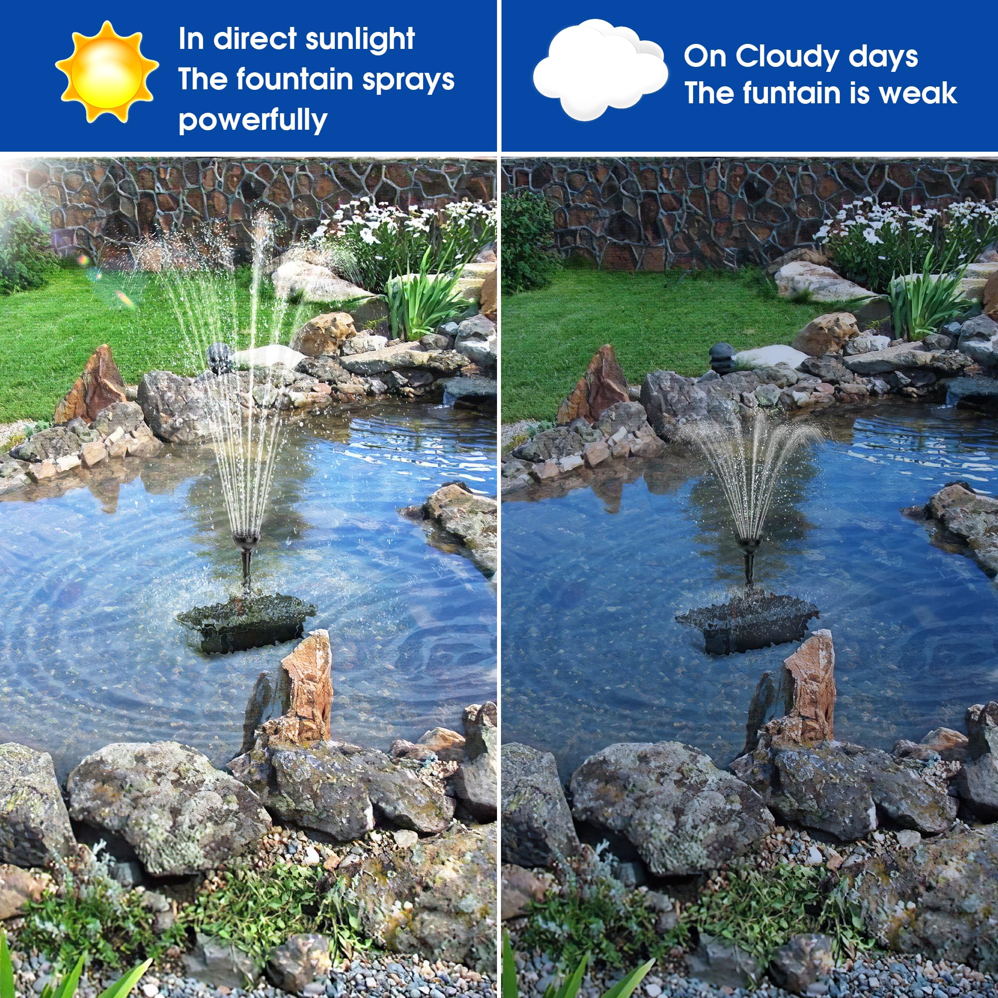 Biling Solar Pond Pump with Filter System, 44W Solar Panel, Pond Filter