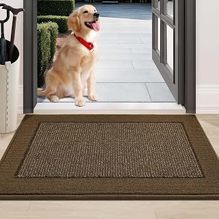 BEQHAUSE Indoor Door Mat 24" x 36", Dirt Trapper Door Mats, Brown