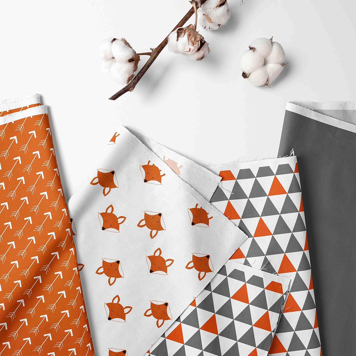 Bacati - Playful Foxs Orange/Grey 4 Pc Toddler Bedding Set