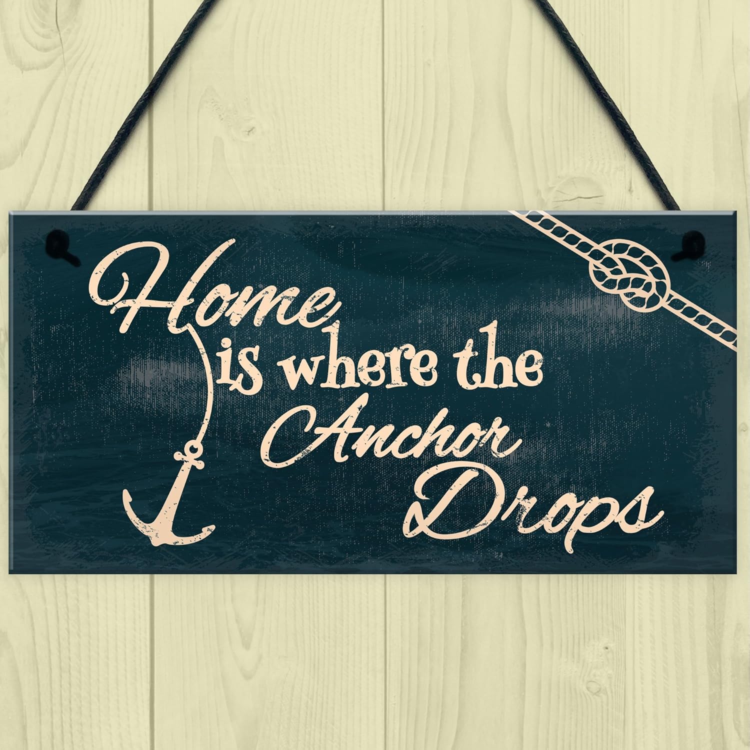 RED OCEAN Seaside Home Is Where The Anchor Drops Nautical Shabby Chic Hanging Plaque Bathroom/Kitchen Decor Gift Accessory