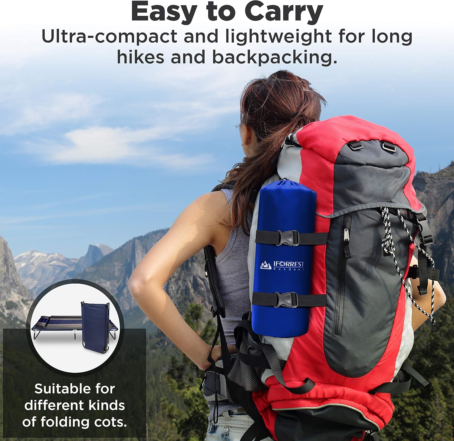 IFORREST Camping Pad with Armrest & Pillow - Self-Inflating Air Mattress, Rollover Protection, Ultra-Comfortable Mat, Lightweight for Tent, Cot, Backpacking(XL)