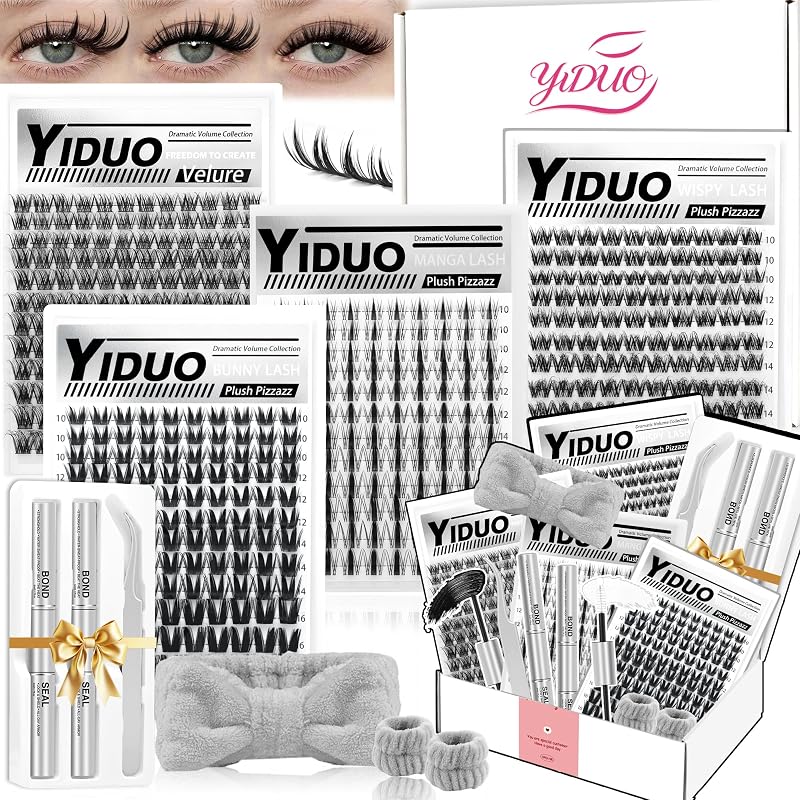Kit de Cílios Postiços em Tufos YIDUO com Estilos Manga, Bunny, Spider e Natural