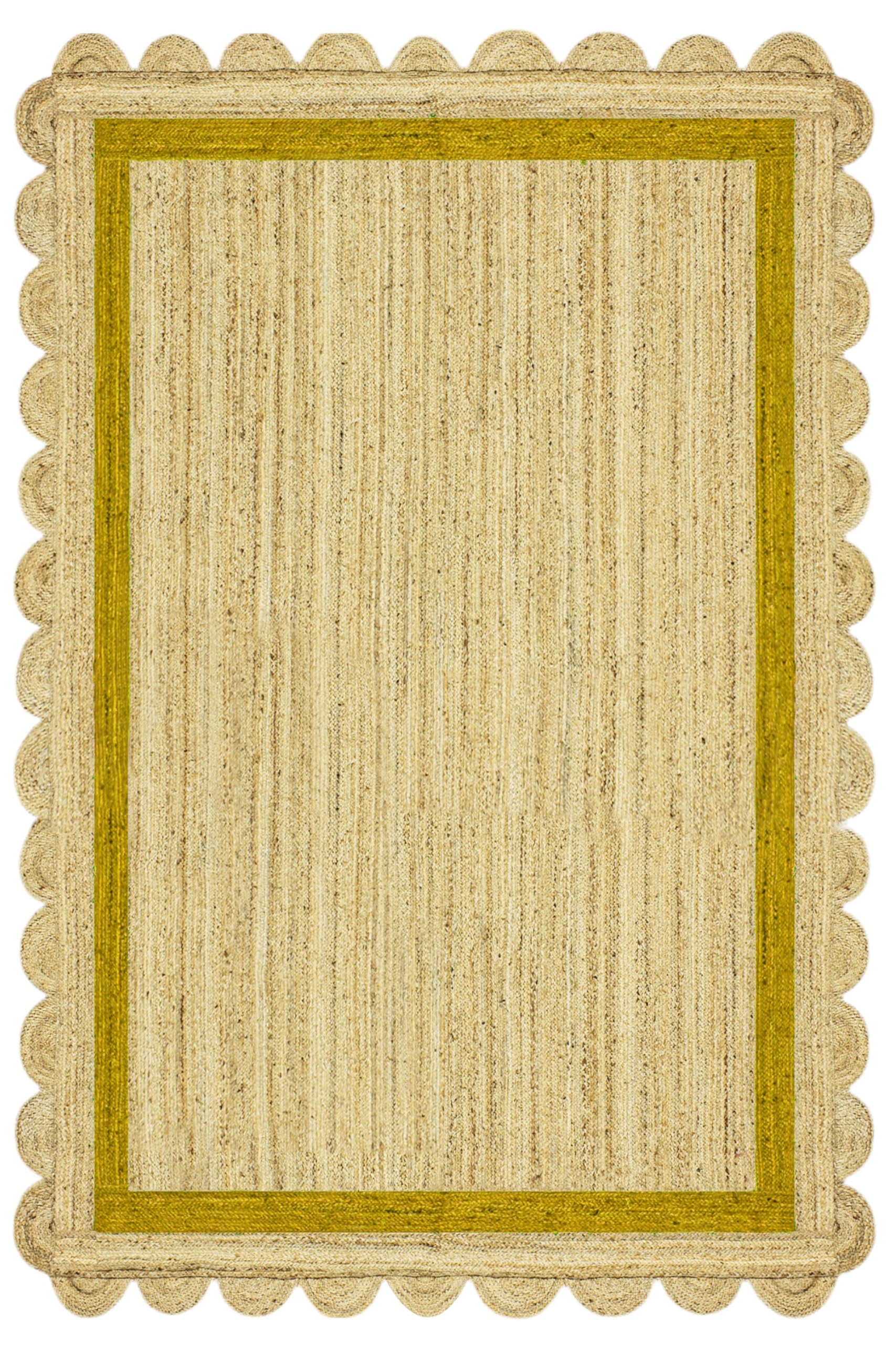 Tapis en jute tressé jaune Kilim 152x243 pour maison de lac et chambre