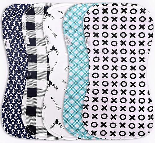 Miniatura 17 de Paquete de 5 paños de algodón orgánico para eructos, grandes, ultrasuaves de 3 capas para eructos, hombros y manos, altamente absorbentes Paquete de