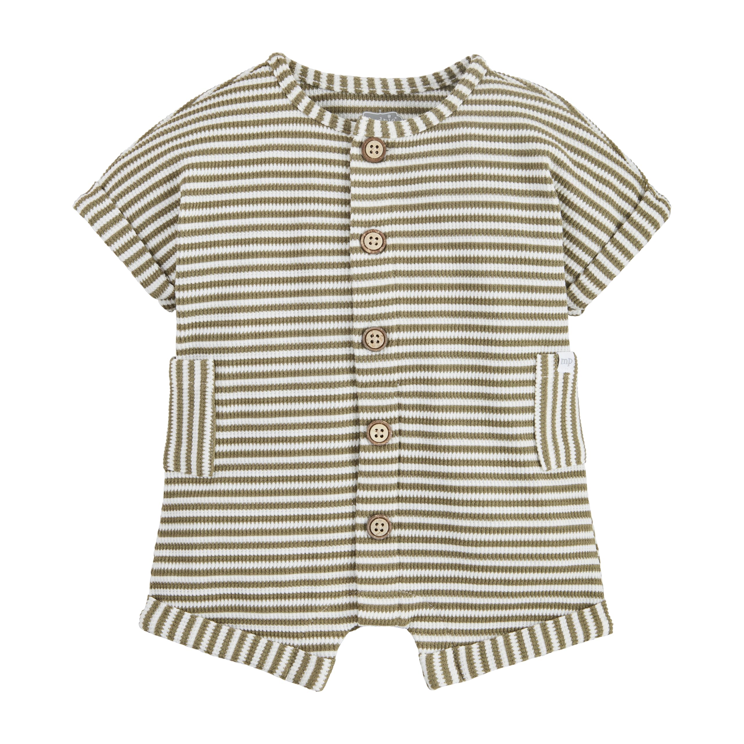 Mud Pie baby-boys Children's Green Stripe Waffle Romper