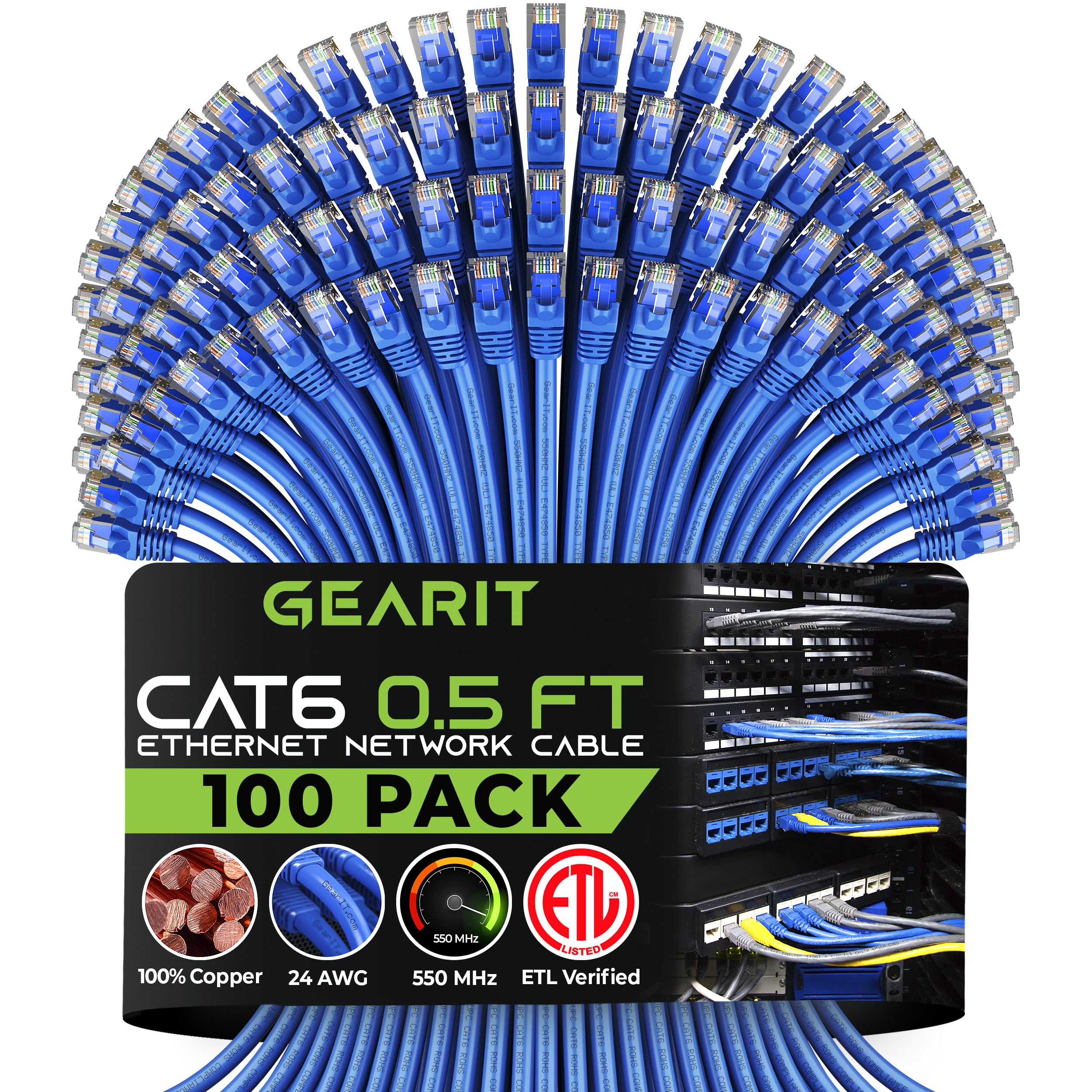 GearIT 50-Pack, Cat 6 Ethernet Cable Cat6 Snagless Patch 1 Foot - Snagless RJ45 Computer LAN Network Cord (B01LYQH1LZ) Amazon Price History, Amazon Price Tracker