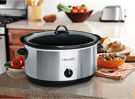 Crock-Pot Large 8 Quart Oval Manual Slow Cooker, Stainless Steel SCV800-S