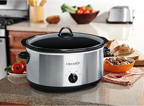 Crock-Pot Large 8 Quart Oval Manual Slow Cooker, Stainless Steel SCV800-S