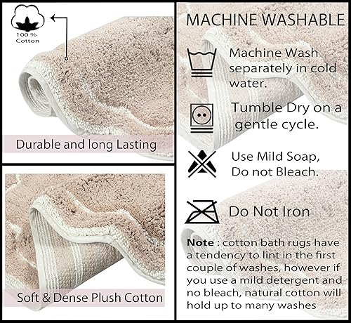 Miniatura 6 de Home Weavers - Tapete de baño 100% algodón copetudo, supersuave y absorbente, lavable a máquina y apto para secadora