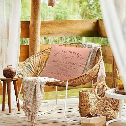 Miniatura 3 de Funda de almohada reversible con texto en inglés "You are Beautiful Positive Affirmations en rosa rubor, decoración para el hogar, dormitorio, sala