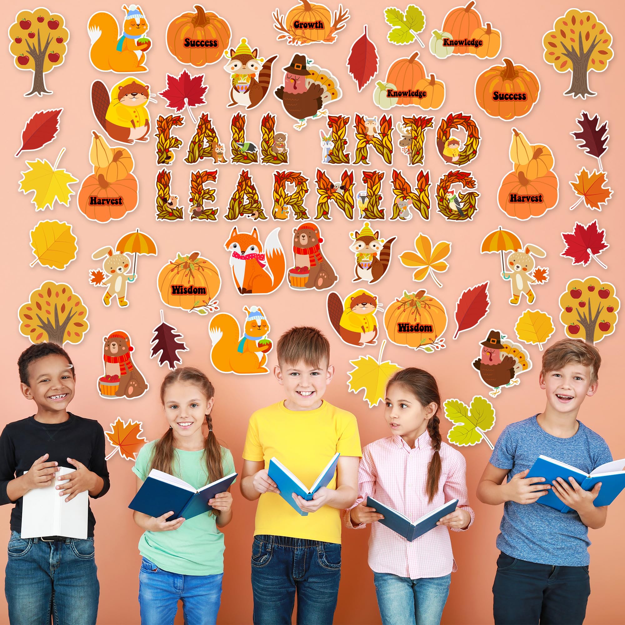 WATINC 170-teiliges Pinnwand-Dekorationsset: Herbst-Thema Mit Kürbissen, Ahornblättern & Bordüren Für Klassenzimmer & Party