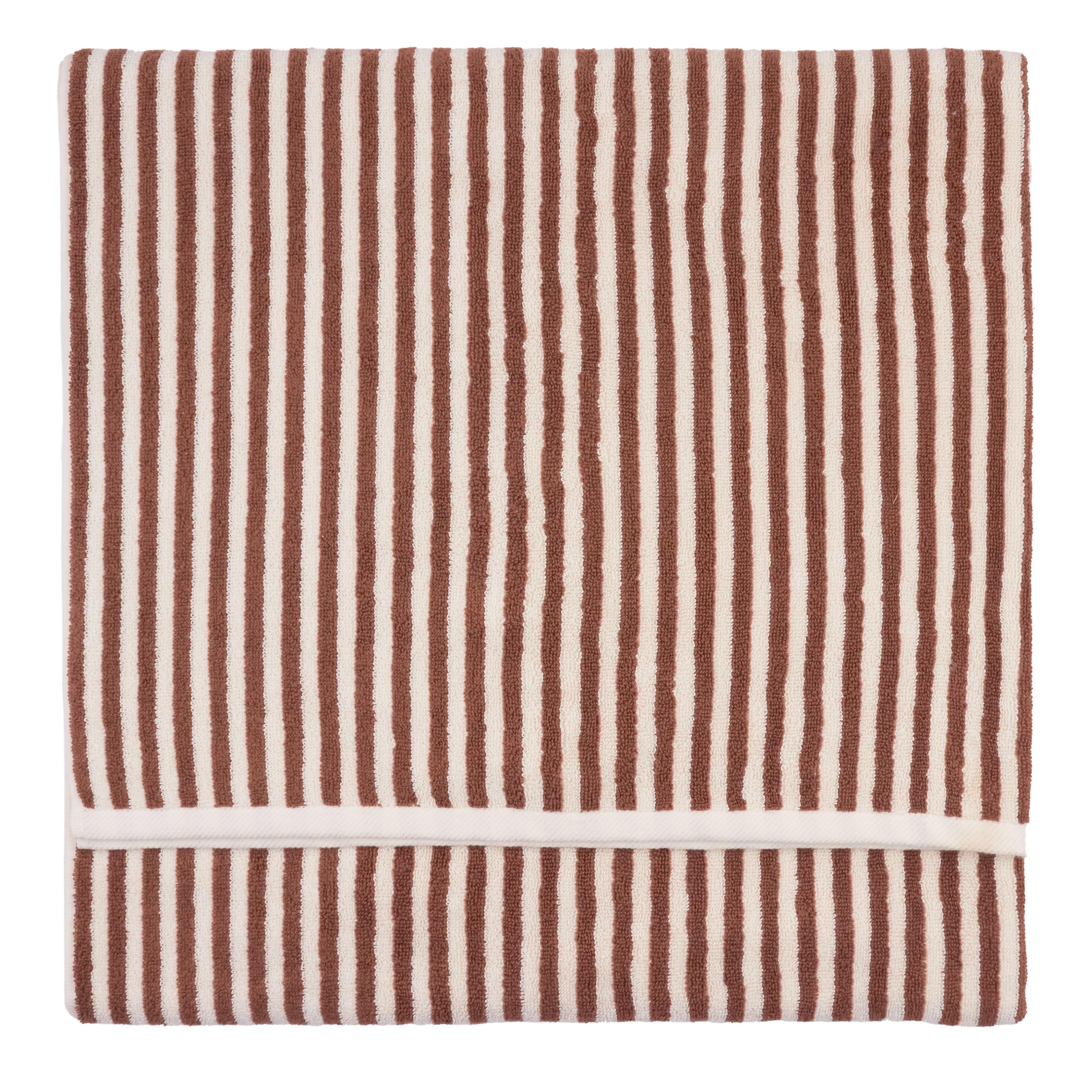 Yard Hebden Bath Towel – Ultra Soft 100% Cotton Terry Striped Luxury Bathroom Towel (Pecan – 70x130cm)
