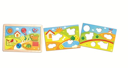 Hape Puzzle 3 In 1 In Legno - Pepe E I Suoi Amici, Gioco Educativo Con Tre Scenari Per Bambini - 7