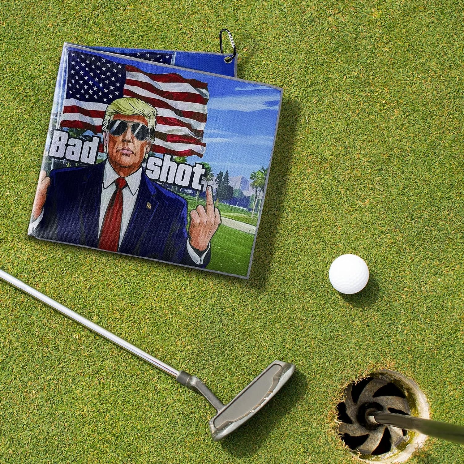 Curves & Clubs Trump Golf Towel | Trump $100 Dollar Bill Towel | American Towel | Funny Golf Towel | | Golf Towels for Golf Bags (Bad Shot)