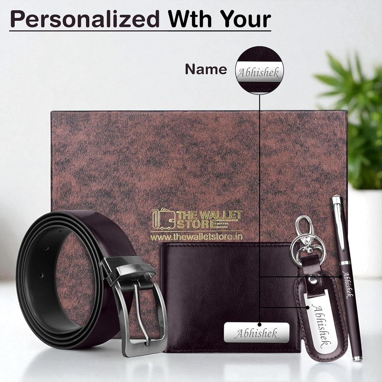 Personalised Leather Gift Set Open