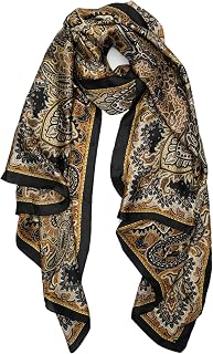 Large Mulberry Silk Feeling Long Stain Scarf Lightweight Sunscreen Shawls Wraps for Women