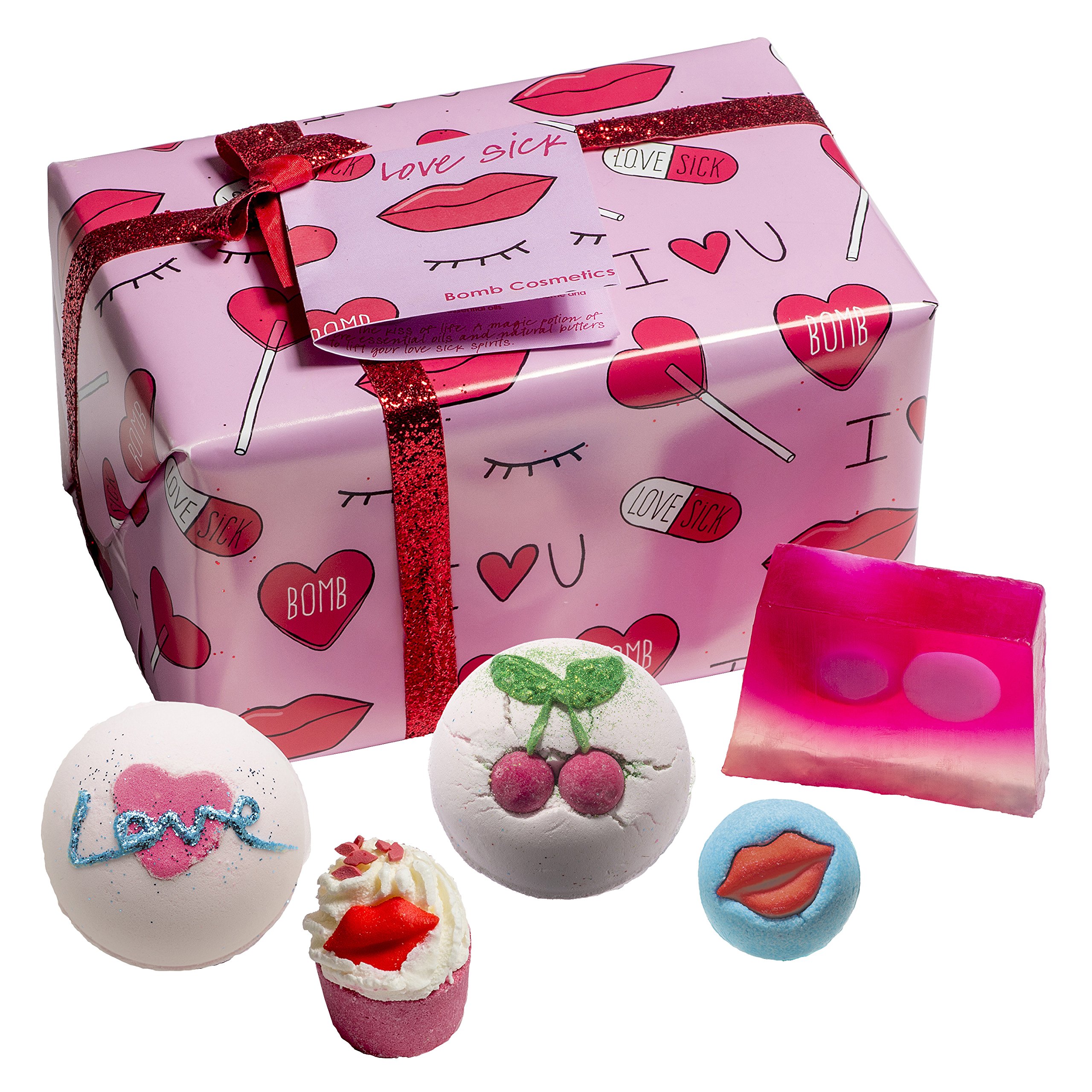 Bomb CosmeticsLove Sick Handmade Wrapped Bath & Body Gift Pack [Contains 5-Pieces], 500g