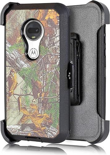 Funda para Moto G7 Power, con protector de pantalla integrado, resistente funda resistente de cuerpo completo clip giratorio para cinturón atril
