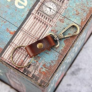 MY MEMORY Handmade Genuine Leather Key Chain,Universal Key Fob